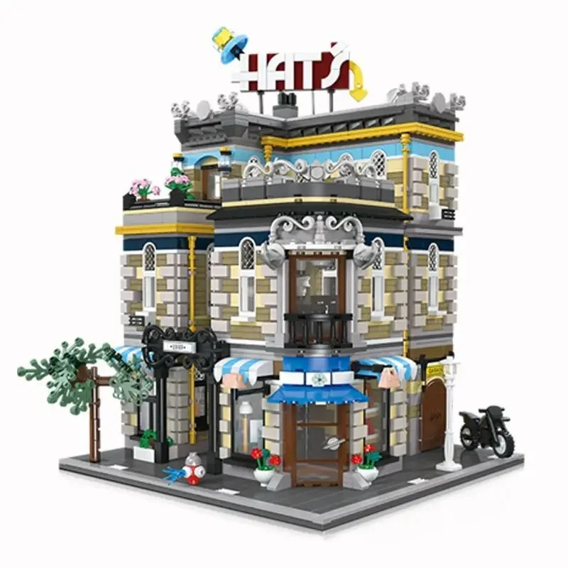 2023 new arrivals JIESTAR  Moc-89121 City Street View Building Block toy 3140Pcs Hat Shop Model Toys For Children Birthday Gifts
