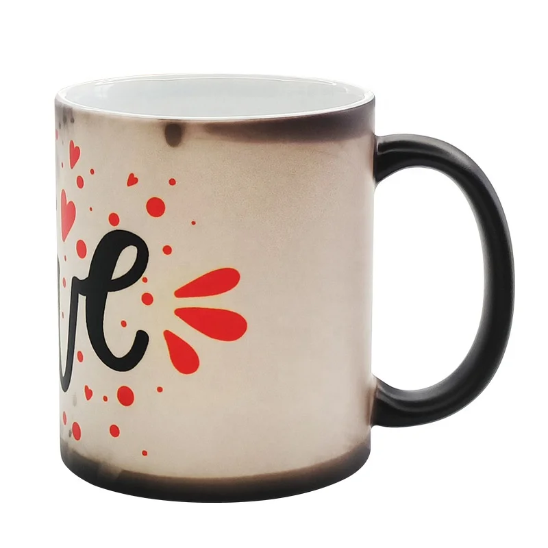 Customized Luxury Sublimation Holiday Creative Black Coffee Mug Ceramic Color Change Mug Magic Mug with Handle