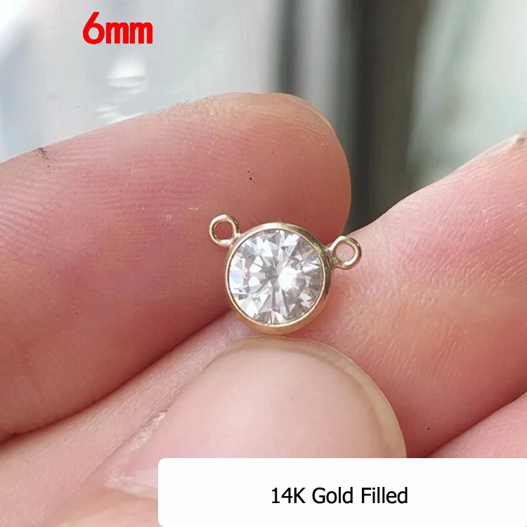 14K Gold Filled Jewelry Charm Diamond Zircon Stone charms For Necklace Jewelry Making