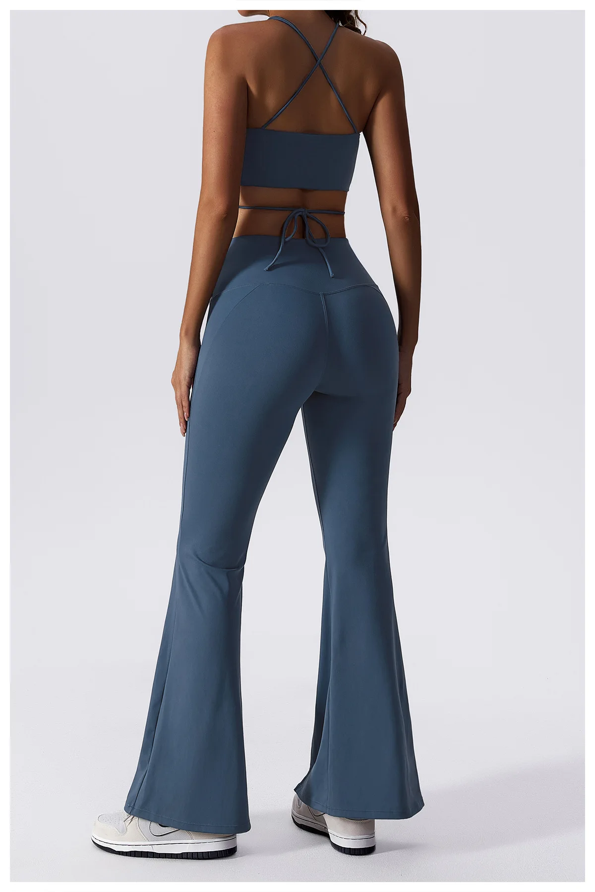 Aoyema Gymnastic Yoga Clothes Summer Women Flared Pants High Waist Tight Show Figure Sports Trousers casual bell bottom leggings