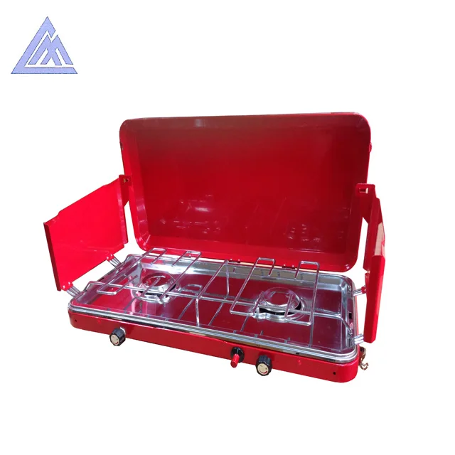 Double Burner Folding Gas Stove For Camping Gardening Gas Hiking Outdoor Cooking Bbq Grill