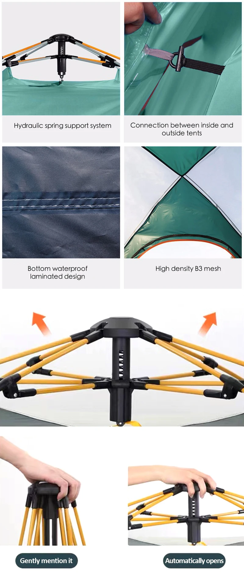 TTSPORTS Light Luxury Folding Pop Up Tents Glamping Carpa 2 Person Family Outdoor Clamping Camping Tent For Camping Sale