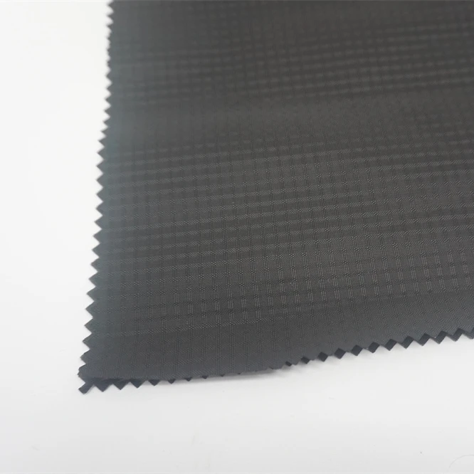 200D Polyester Oxford Tripple Line Chekered Solid Dyed Fabric with PU Coating and WR for Luggage/Bag/Tent