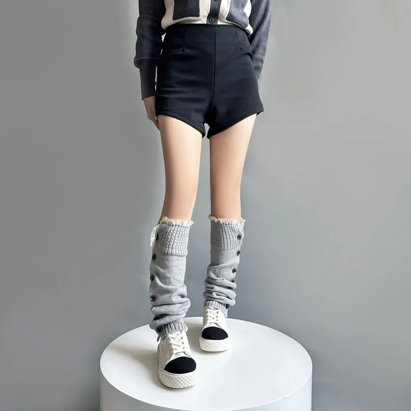 Single Breasted Botton Thick Long Chunky Boot Slouch Socks Wholesale High Knee Soft Custom Logo Women Winter Knitted Leg Warmers