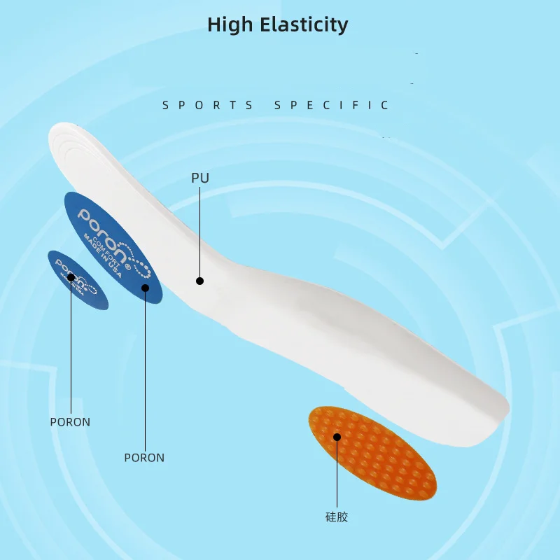 Poron Shock-absorbing Comfortable Sweat-absorbing Non-slip Sports Running Insoles Comfortable 35-46 Yards Can Be Cut Insoles