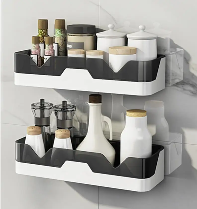 Wholesale Multifunction Punch-free Fitted Plastic Kitchen Organizer Bathroom Wall-mounted Makeup Storage Box