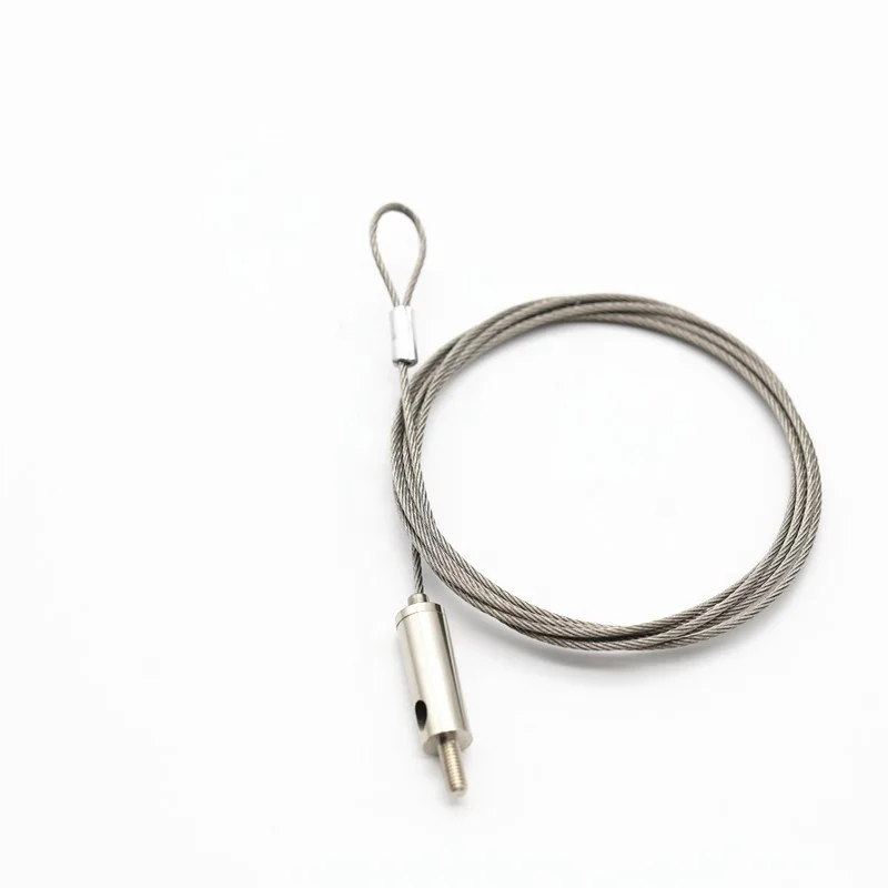 Wholesale 1.5mm 7*7 galvanized steel wire rope with  eye loop and gripper for suspension lights hanging