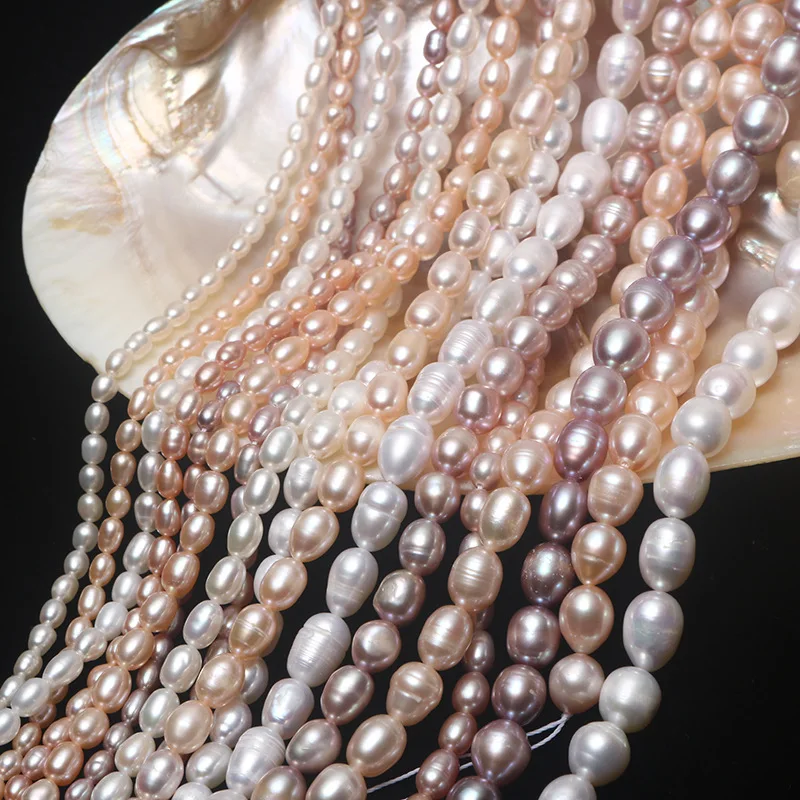 Wholesale natural freshwater rice shape pearl 3-9mm rice beads loose beads DIY jewelry bracelet necklace jewelry marking
