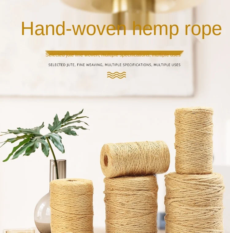1mm-3.8mm Hand-woven Twine 100-meter Roll Wholesale Vintage Decorate Hemp Rope