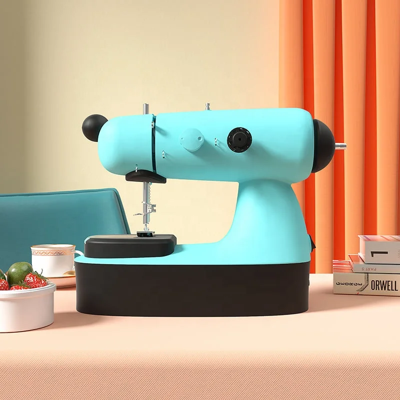 KINGONR JA1-1 Usa Eu Power Adapter Easy Handheld Mini Small Button Girl Sewing Machines with Sewing Table Light for Cloths Pink