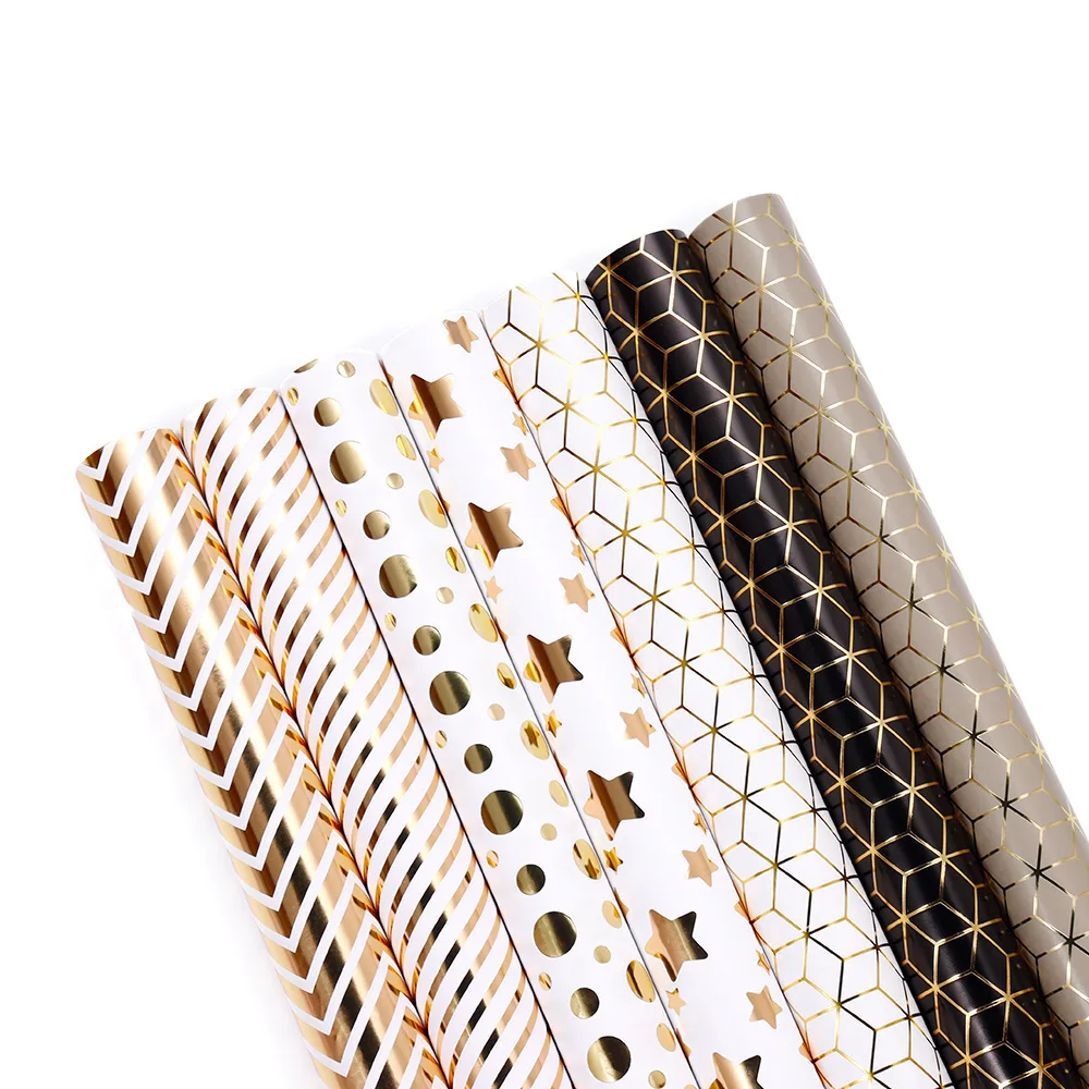 Christmas Hot Stamping Star Dot Striped Wrap Custom Wrapping Paper For Gifts