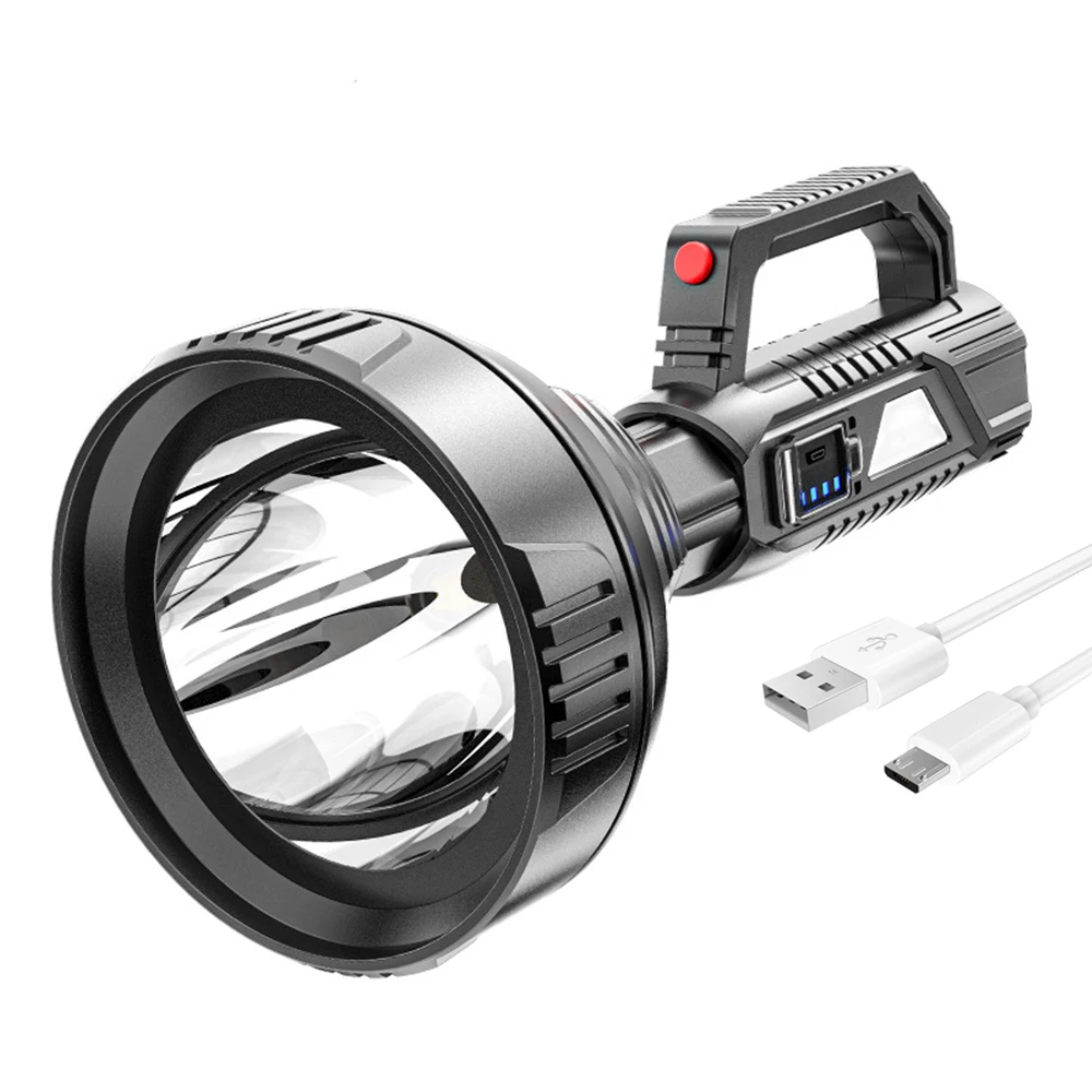 
Portable Searchlight Big Beam Long-Range Flashlight USB Rechargeable Waterproof Led Torch Outdoor Patrol Flashlight Lantern 