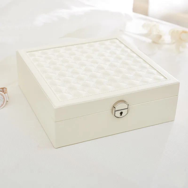 Leather Travel Makeup And Jewelry Display Removable Vanity Mirror Jewelry Case With Metal Lock