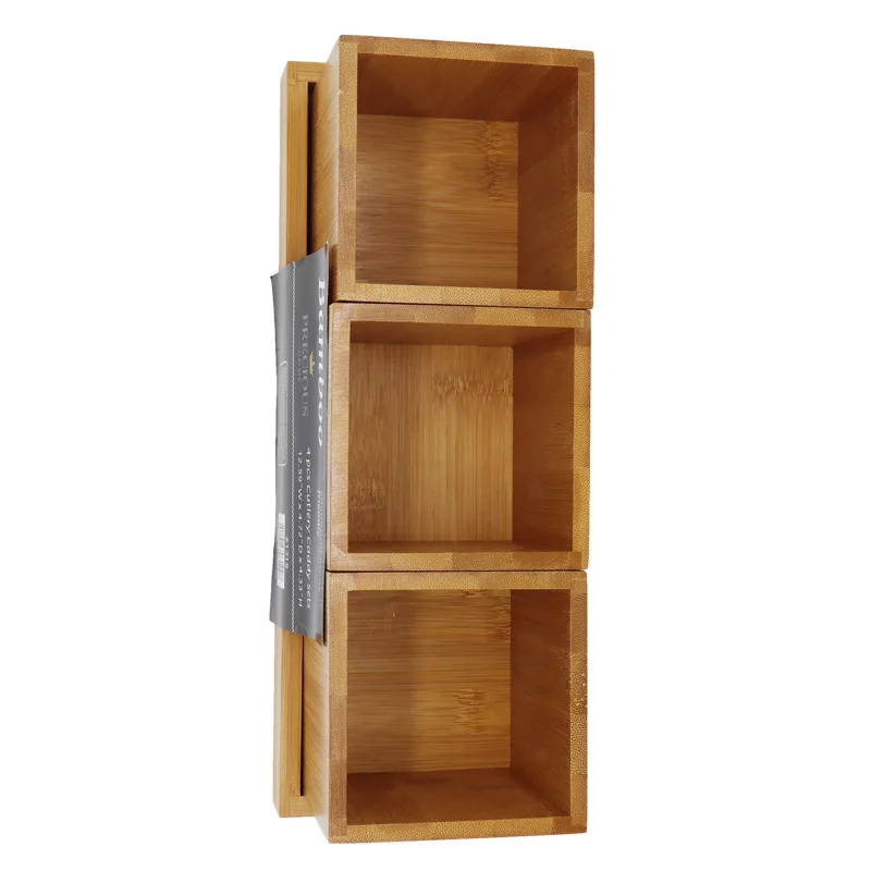 Wood Cutlery Caddy, Kitchen Utensil Organizer Silverware Storage Kitchen Countertop Flatware Organizer