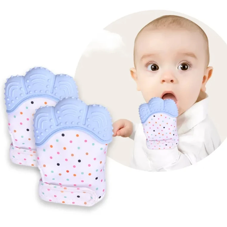 Silicone Baby Teether Toy Gloves Food Grade Soothing Mitten Teething Toys for Babies Infants Toddlers Anti-Dropping