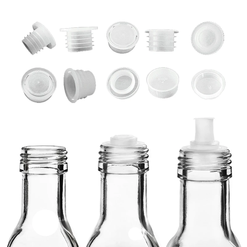 Wholesale plastic hole plug drops liner seal transparent plastic inner plug for wine glass bottles bottle neck