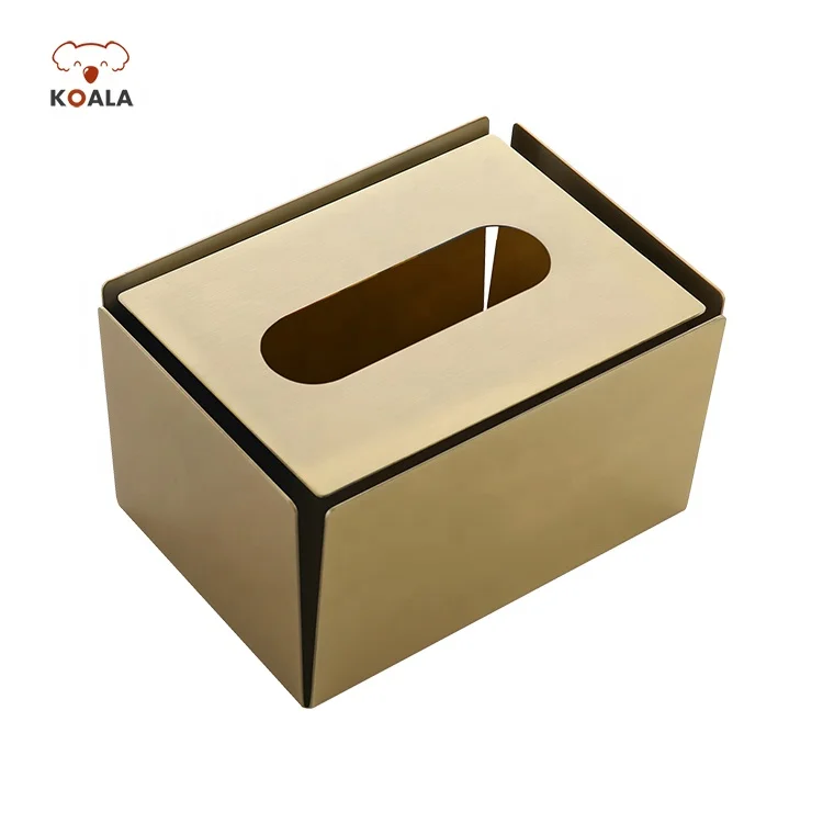 2020 Smart Luxury Brushed Golden Sus 304 Tissue Paper Box for Hotel