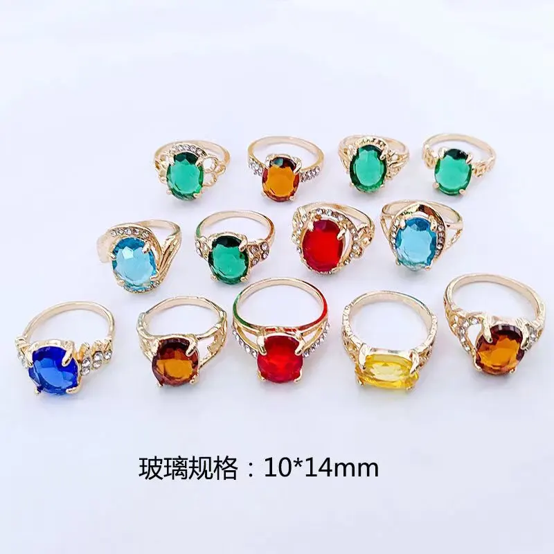 2024 New hot female crystal zircon ring, fashion color crystal ring. Shiny glamour ring for women