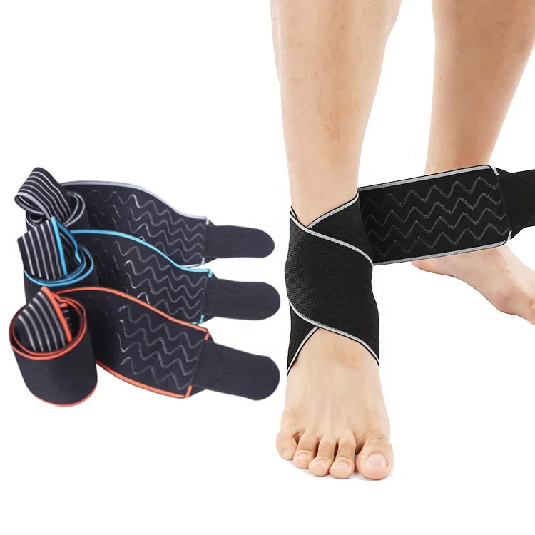 Knitted Jacquard Breathable Nylon Adjustable Elastic Compression Sport Ankle Support Brace Wrap Pad For Men And Women