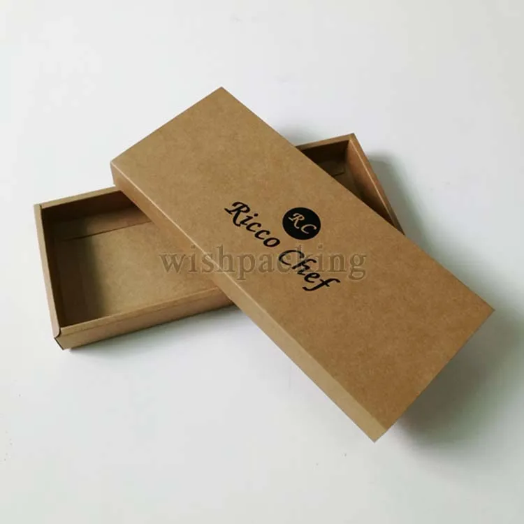 Emballage Eco Friendly Recyclable Material Box Black  Hot Stamping Logo Natural Brown Kraft Paper Box