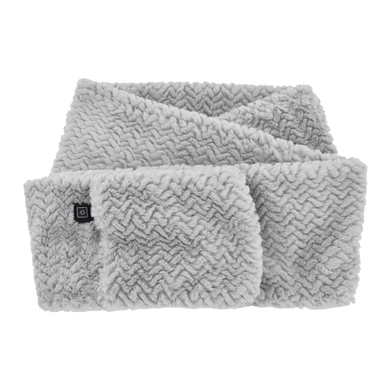 Grey rabbit fur available Heated Warm scarf for cold weather Outdoor portable USB rechargeable heated scarf