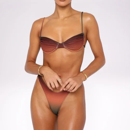 Wholesale custom sexy young girl tie dye swimwear bikini set hot teen korean swim suit skinny girls bikini