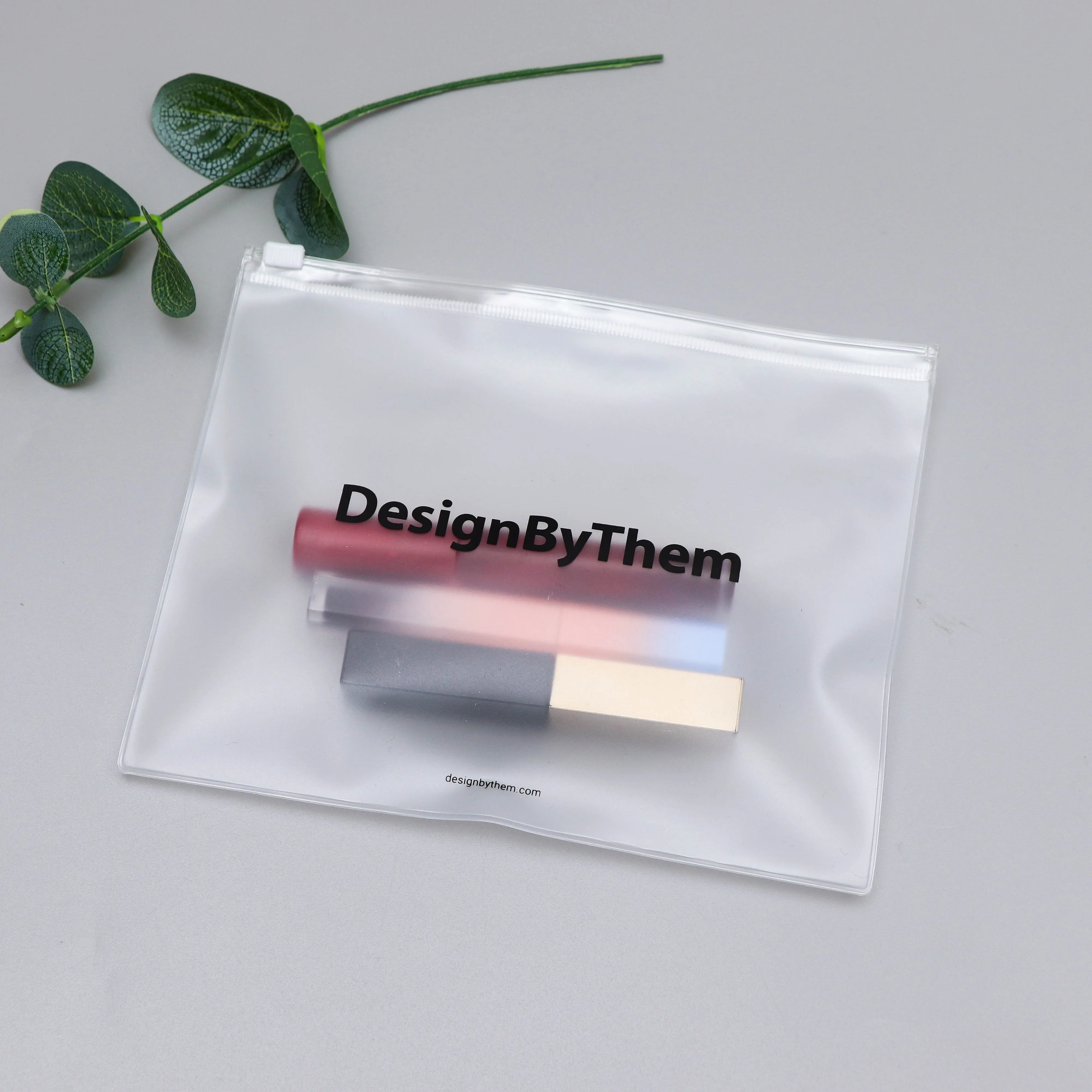 Custom black Logo Frosted Zipper bag Waterproof Clear Luxury Gift Bikini Reusable PVC Zip Lock Bag For Jewelry