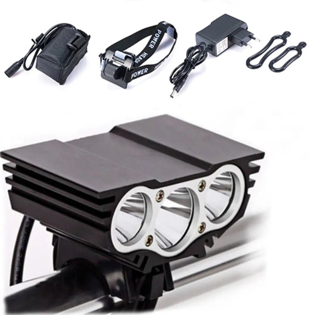 Открытый велосипедный фонарь перезаряжаемые 8800 мАч батарея велосипед передний свет лампы фары велосипеда 3 светодиодный фонарик