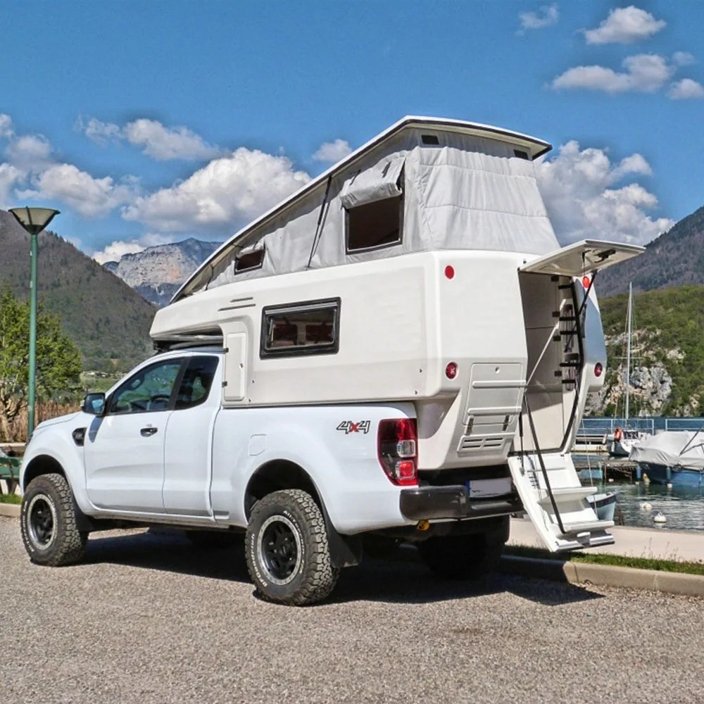 Manley Slide In Box Truck Cabover Cab Over Camper With King Bed Sleeps 4 For Utility Trailer F150 Half Ton Short Bed 