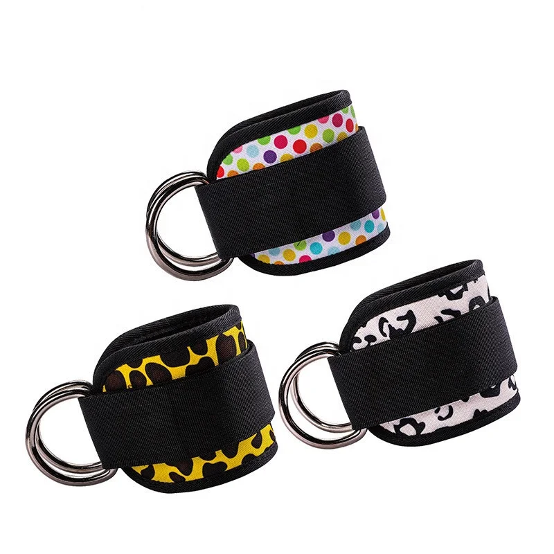 Custom neoprene adjustable D-Ring ankle straps cuffs for cable