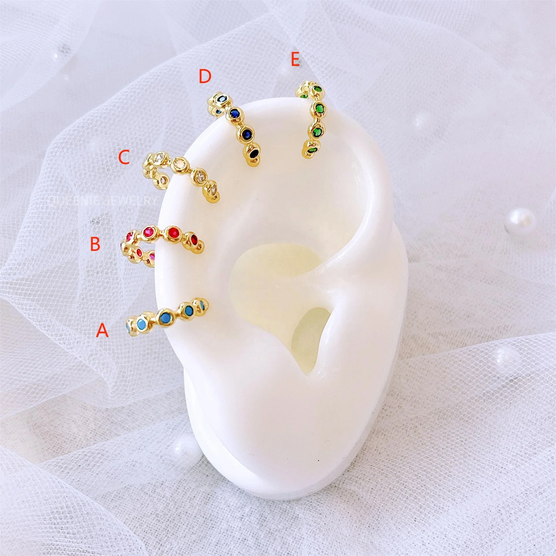 Hot Jewelry Accessory Simple Brass 18k Gold Plated watch strap Cubic Zircon Cuff Earrings For Men women