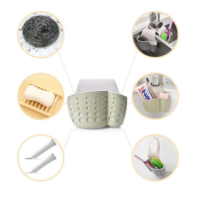 Plastic Kitchen Sink Sider Caddy Organizer Sponges Hanging Sponge Holder  Draining Basket Saddle