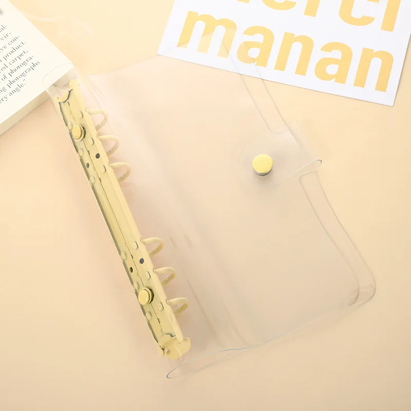 Transparent PVC Notebook Cover Clear Soft PVC A4 Snap Button 6 Ring Binder