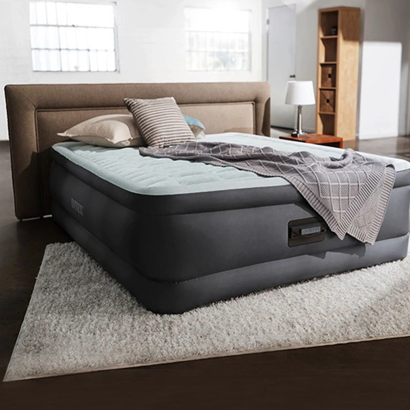 Intex Airbeds  Bedroom Type Air Furniture Deluxe Queen Size Air Mattress Flocked Inflatable Beds With Built In Pump,220-240V