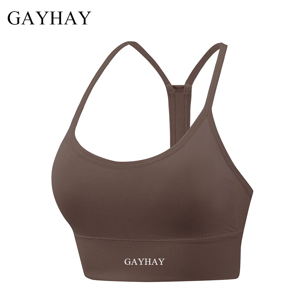 GAYHAY Seamless Sports Bras Padded Y Racer Back Cropped Bras for Yoga Workout Fitness Low Impact