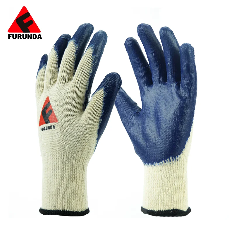 rubber coated safety hand gloves with wrinkle finish machine latex gloves