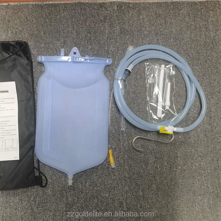 sealing clip type silicone enema bag home use enema kit with bag