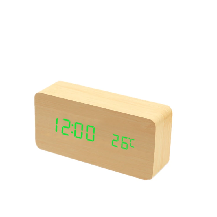 
China factory cheap digital led wooden alarm clock 