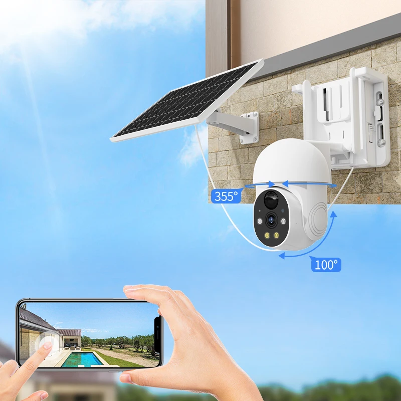 CP SE Hot selling phone connect 7W solar panel 18650 replaceable battery Low power consumption wifi solar outdoor camera