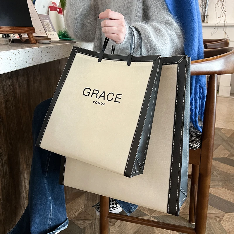 Cheap tote bags custom printed recyclable fabric non woven shopping bags with logo