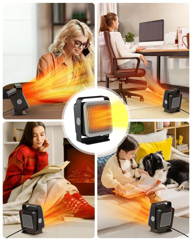 2024 New Design ptc ceramic heater 600W room space heater 3 second fast heating Low noise mini Home Heaters
