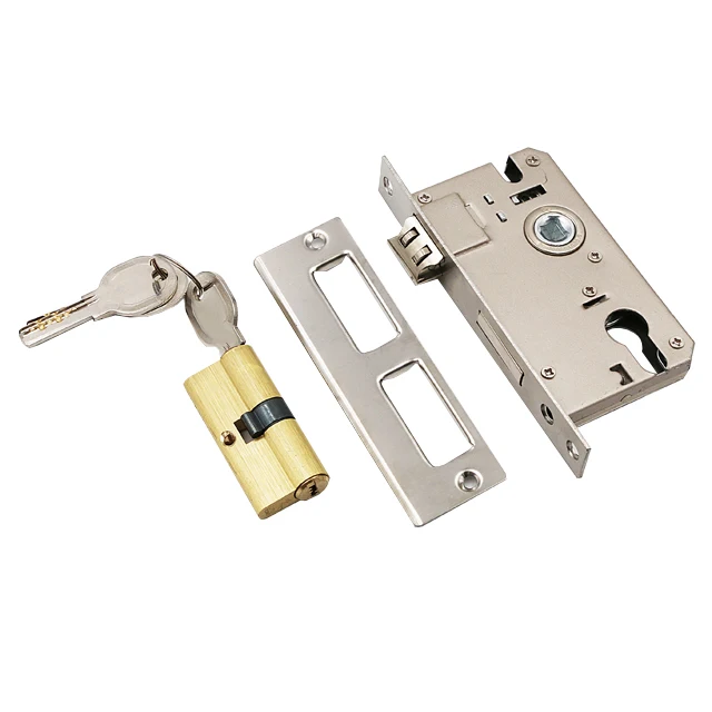 Most Popular Bedroom Zinc Alloy Plate Door Handle With Door Lock Set Body Cylinder Mortise Lock For Wooden Door