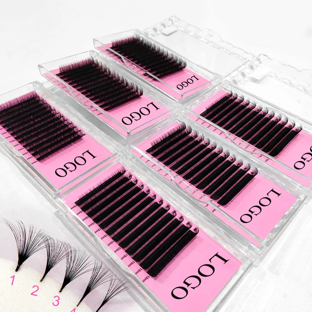 Wholesale Private Label Cashmere Mink Lash Tray Matte Dark Black Siberian Russian Volume 0.03 05 Individual Eyelashes Extensions