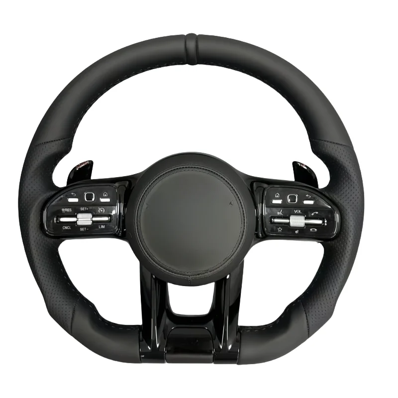 Black Leather Forged Carbon Fiber Steering Wheel For Mercedes Benz W204 W205 W211 W213 W212 W222 EQA E550 G63 C63 AMG GThite
