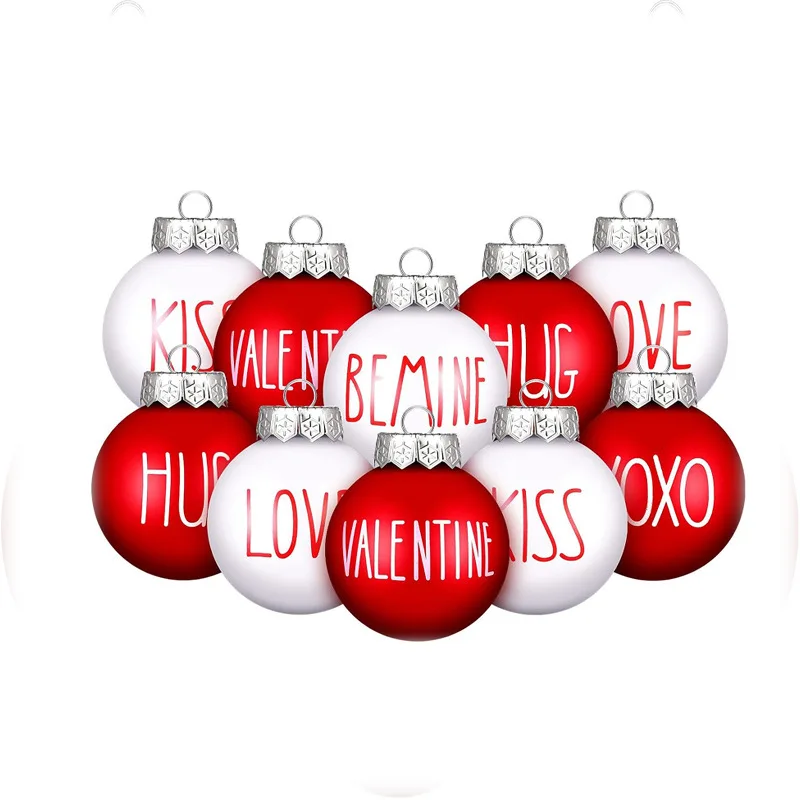 Mini Valentine Ornaments Ball Shaped Ornaments Red Balls Ornaments For Valentines Day Wedding Party Valentines Day Supplies