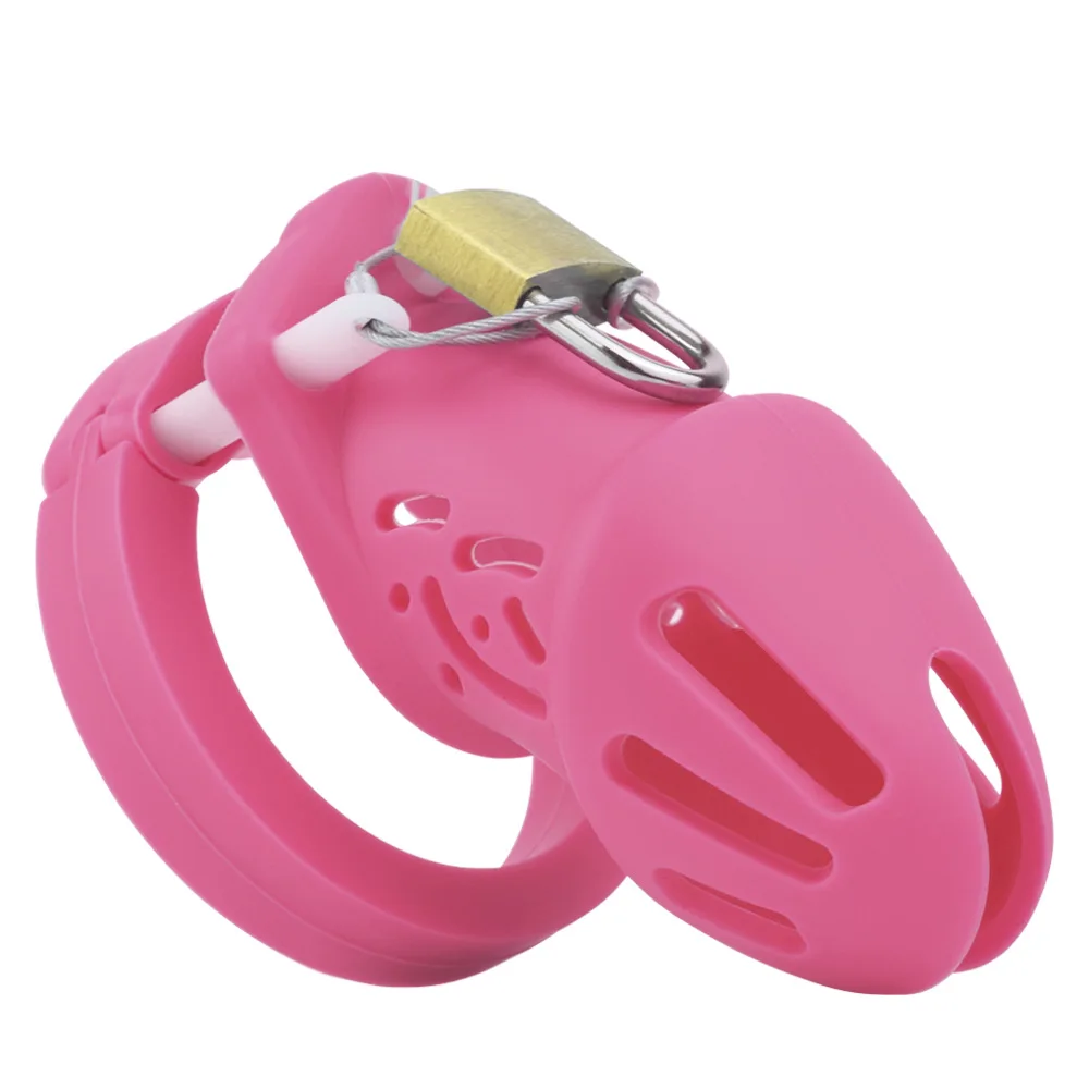Soft silicone chastity lock penis color CB birdcage elastic auxiliary belt set length optional sex toys for men couple men