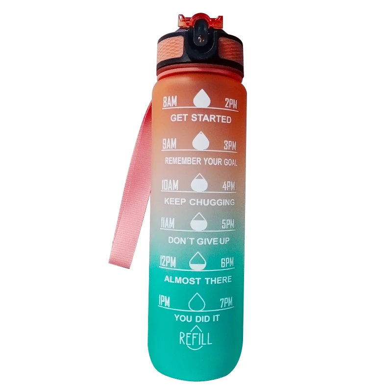 Promotional Plastic and Silicone 32oz/1000ml Leakproof BPA Free Water Bottle Gym Outdoor Sports Custom with