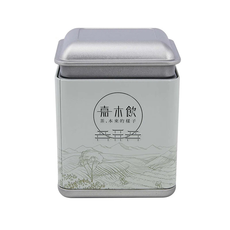 China Supplier Luxury Decorative Tea Tins With Double Lid Food Grade Square Tinplate Coffee Spice Metal Tea Tin Canister