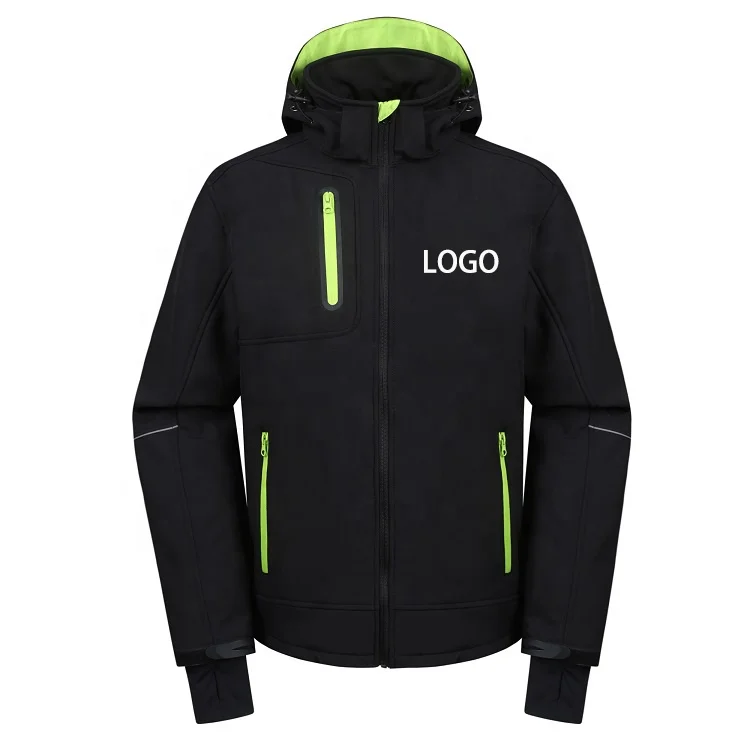 Custom logo Outdoor Work Wear Uniform Soft Shell Waterproof Windproof Windbreaker Mens Fleece Lined Polyester Softshell Jacket