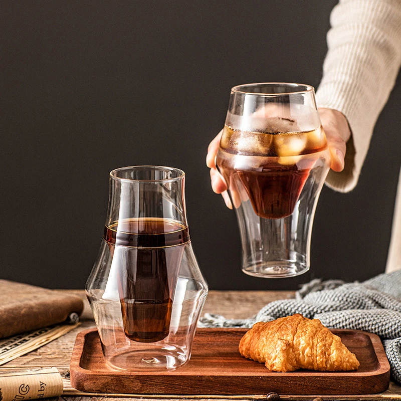 Oem 250ml 335ml high borosilicate transparent double wall glass water cup